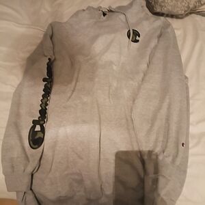 Champion Gray Hoodie with Black Logo